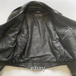 Vintage WILSONS Leather Jacket Black Thick Heavy Thinsulate Motorcycle Biker