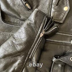 Vintage WILSONS Leather Jacket Black Thick Heavy Thinsulate Motorcycle Biker