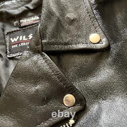 Vintage WILSONS Leather Jacket Black Thick Heavy Thinsulate Motorcycle Biker