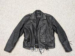 Vintage WILSON motorcycle jacket M black leather 40 open road 1990s biker