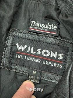 Vintage WILSON motorcycle jacket M black leather 40 open road 1990s biker