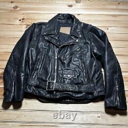 Vintage Walter Dyer Belted Leather Biker Motorcycle Jacket Size Medium As Is