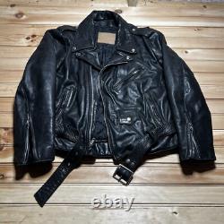 Vintage Walter Dyer Belted Leather Biker Motorcycle Jacket Size Medium As Is
