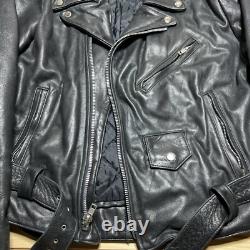 Vintage Walter Dyer Belted Leather Biker Motorcycle Jacket Size Medium As Is
