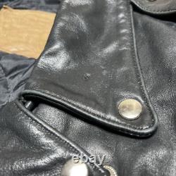 Vintage Walter Dyer Belted Leather Biker Motorcycle Jacket Size Medium As Is