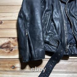 Vintage Walter Dyer Belted Leather Biker Motorcycle Jacket Size Medium As Is