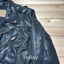 Vintage Walter Dyer Belted Leather Biker Motorcycle Jacket Size Medium As Is