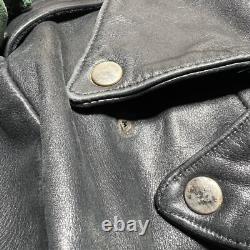 Vintage Walter Dyer Belted Leather Biker Motorcycle Jacket Size Medium As Is