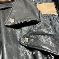 Vintage Walter Dyer Belted Leather Biker Motorcycle Jacket Size Medium As Is