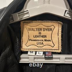 Vintage Walter Dyer Leather Motorcycle Jacket Cafe Racer 54 L XXL Heavy Cowhide