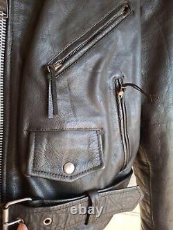 Vintage Wilson Black Leather Motorcycle Jacket Size Xtra Large Embossed Eagle
