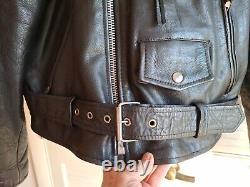 Vintage Wilson Black Leather Motorcycle Jacket Size Xtra Large Embossed Eagle