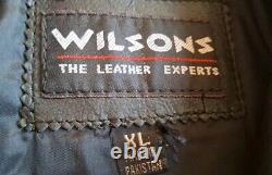 Vintage Wilson Black Leather Motorcycle Jacket Size Xtra Large Embossed Eagle