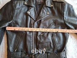 Vintage Wilson Black Leather Motorcycle Jacket Size Xtra Large Embossed Eagle