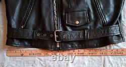 Vintage Wilson Black Leather Motorcycle Jacket Size Xtra Large Embossed Eagle