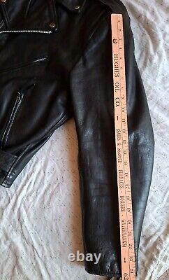 Vintage Wilson Black Leather Motorcycle Jacket Size Xtra Large Embossed Eagle