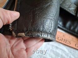 Vintage Wilson Black Leather Motorcycle Jacket Size Xtra Large Embossed Eagle