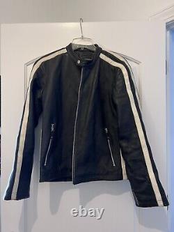 Vintage Wilson Leather M Julian Cafe Racer Stripe Motorcycle Jacket Size M