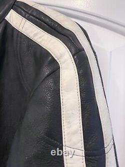 Vintage Wilson Leather M Julian Cafe Racer Stripe Motorcycle Jacket Size M