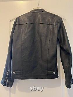 Vintage Wilson Leather M Julian Cafe Racer Stripe Motorcycle Jacket Size M