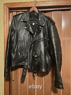 Vintage Wilson Motorcycle Jacket Men's Large Black Leather Biker