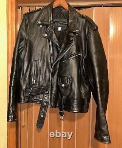 Vintage Wilson Motorcycle Jacket Men's Large Black Leather Biker
