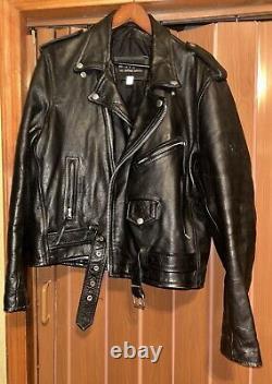 Vintage Wilson Motorcycle Jacket Men's Large Black Leather Biker