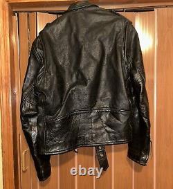 Vintage Wilson Motorcycle Jacket Men's Large Black Leather Biker