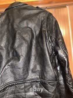 Vintage Wilson Motorcycle Jacket Men's Large Black Leather Biker