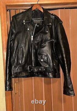 Vintage Wilson Motorcycle Jacket Men's Large Black Leather Biker
