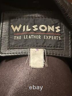 Vintage Wilson Motorcycle Jacket Men's Large Black Leather Biker