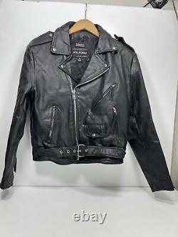 Vintage Wilson's Leather Bike Black Thinsulate Belted Jacket Mens Medium