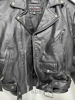 Vintage Wilson's Leather Bike Black Thinsulate Belted Jacket Mens Medium