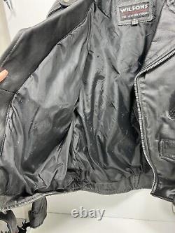 Vintage Wilson's Leather Bike Black Thinsulate Belted Jacket Mens Medium