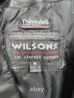 Vintage Wilson's Leather Bike Black Thinsulate Belted Jacket Mens Medium