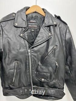 Vintage Wilson's Leather Bike Black Thinsulate Belted Jacket Mens Medium