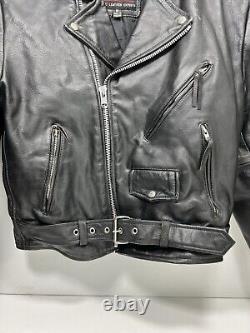 Vintage Wilson's Leather Bike Black Thinsulate Belted Jacket Mens Medium