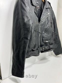 Vintage Wilson's Leather Bike Black Thinsulate Belted Jacket Mens Medium