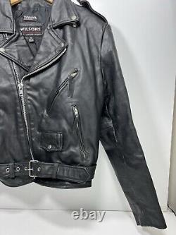 Vintage Wilson's Leather Bike Black Thinsulate Belted Jacket Mens Medium