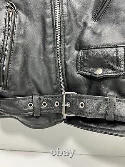 Vintage Wilson's Leather Bike Black Thinsulate Belted Jacket Mens Medium