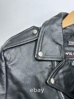 Vintage Wilson's Leather Bike Black Thinsulate Belted Jacket Mens Medium