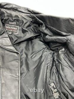Vintage Wilson's Leather Bike Black Thinsulate Belted Jacket Mens Medium