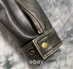 Vintage Wilson's Leather Motorcycle Jacket Men's XL Brown Distressed Patches Zip