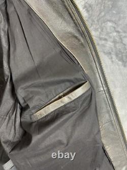 Vintage Wilson's Leather Motorcycle Jacket Men's XL Brown Distressed Patches Zip