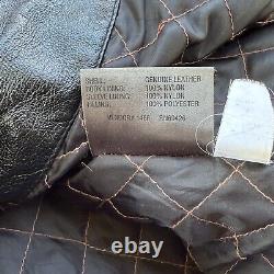 Vintage Wilson's Mens Medium Genuine Leather Black Stripped Moto Jacket