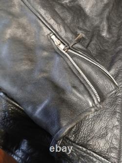 Vintage Wilsons Black Heavy Leather Motorcycle Biker Jacket Size XXL /175/