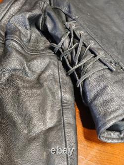 Vintage Wilsons Black Heavy Leather Motorcycle Biker Jacket Size XXL /175/