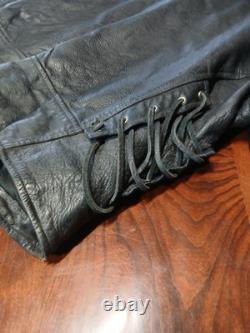 Vintage Wilsons Black Heavy Leather Motorcycle Biker Jacket Size XXL /175/