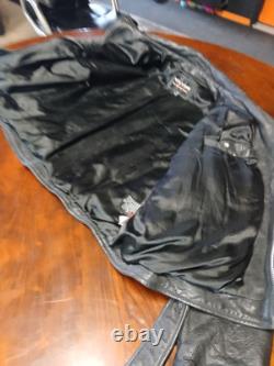 Vintage Wilsons Black Heavy Leather Motorcycle Biker Jacket Size XXL /175/