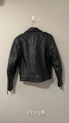 Vintage Wilsons Black Heavy Thick Leather Motorcycle Biker Jacket Men's Size M
